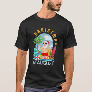 T-shirt Noël En Août Noël Fantaisie Père Noël Summer Beach
