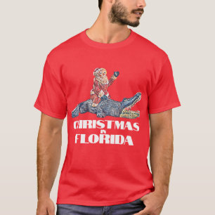 T-shirt Noël en Floride Santa Claus équitation Alligator