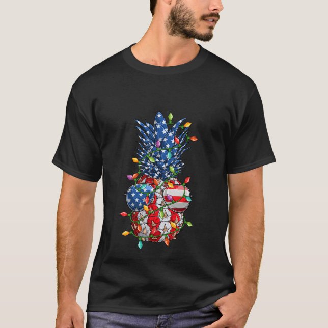 T-shirt Noël En Juillet Ananas Feux d'arbre de Noël (Devant)
