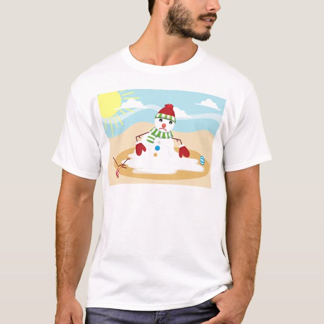 T-shirt noël en juillet bonhomme de neige (Devant)