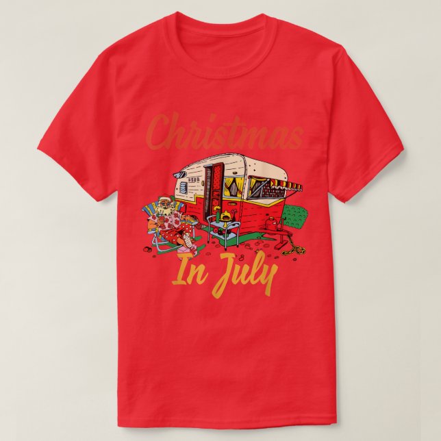 T-shirt Noël En Juillet Camping Camping  (Design devant)