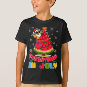 T-shirt Noël en juillet drôle de père Noël pastèque arbre 
