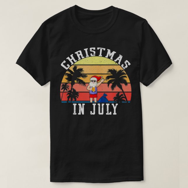 T-shirt Noël En Juillet Drôle Vintage Père Noël Summer Bea (Design devant)