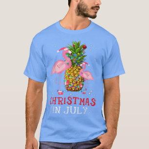 T-shirt Noël en juillet Flamant rose drôle ananas été