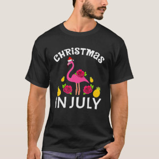 T-shirt Noël En Juillet Flamant rose Hawaiian Summer Beach