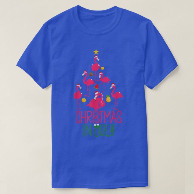 T-shirt Noël En Juillet Flamant rose mignon  (Design devant)