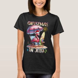 T-shirt Noël En Juillet Flamant rose Plage Lover Été Femme