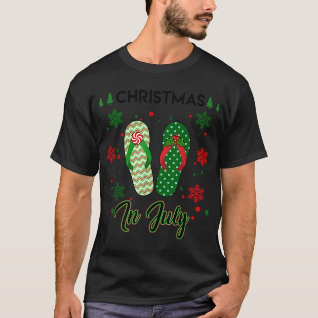 T-shirt Noël en juillet Flip Flops Summer Vacances Plage (Devant)