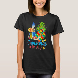 T-shirt Noël En Juillet Flip Flops Summer Vacances Plage