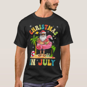 T-shirt Noël En Juillet Funny Père Noël Summer Beach Vacat
