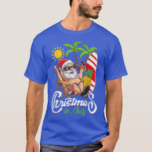 T-shirt Noël En Juillet Funny Père Noël Surf Summer Beach