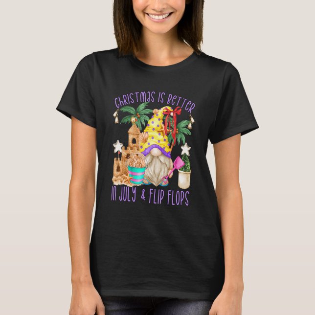 T-shirt Noël En Juillet Gnome Pour Femmes Plage Knome En F (Devant)