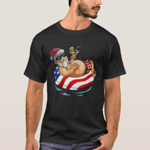 T-shirt Noël En Juillet Hawaii Père Noël Floatie Été