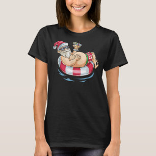 T-shirt Noël En Juillet Hawaii Père Noël Floatie Été 1