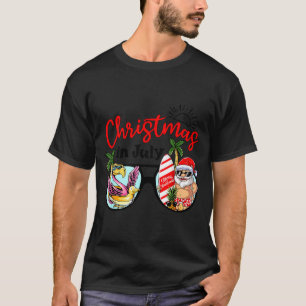 T-shirt Noël en juillet lunettes de soleil santa flamant r