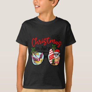 T-shirt Noël en juillet lunettes de soleil santa flamant r