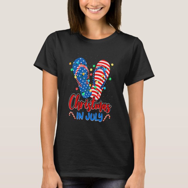 T-shirt Noël En Juillet Noël Famille Été Flip Flops (Devant)