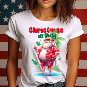 T-shirt Noël en juillet-Noël tropical-Été amusant