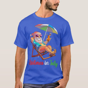 T-shirt Noël En Juillet Père Noël Beach Chaise Umbrella Co