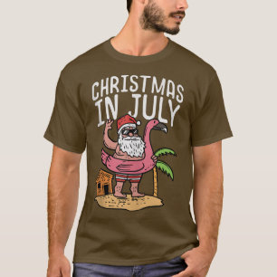 T-shirt Noël En Juillet Père Noël Flamant rose Floater Fun