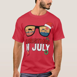 T-shirt Noël En Juillet Père Noël Hawaii Lunettes de solei