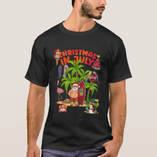 T-shirt Noël En Juillet Père Noël Lunettes De Soleil Hawai