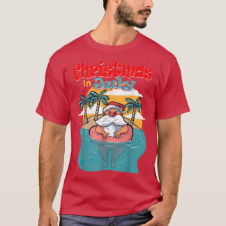 T-shirt Noël En Juillet Père Noël Palm Tree Sun Beach Été