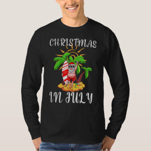 T-shirt Noël En Juillet Père Noël Surf Été Hawa