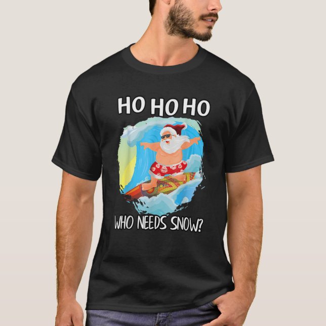T-shirt Noël En Juillet Père Noël Surf Summer Beach Vac (Devant)