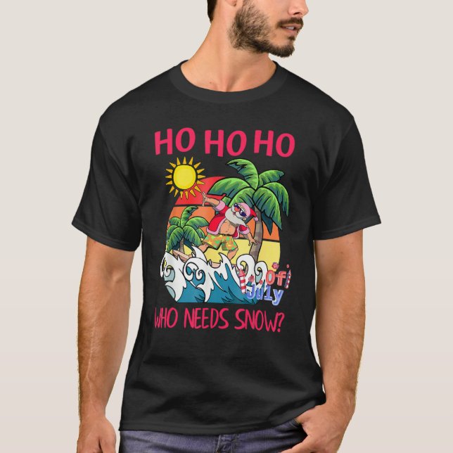 T-shirt Noël En Juillet Père Noël Surf Summer Beach Vaca (Devant)