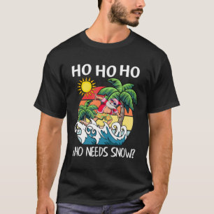 T-shirt Noël En Juillet Père Noël Surf Summer Beach Vacat