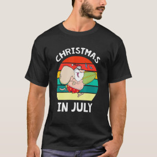 T-shirt Noël En Juillet Père Noël Surfing Hawaiian Hello S