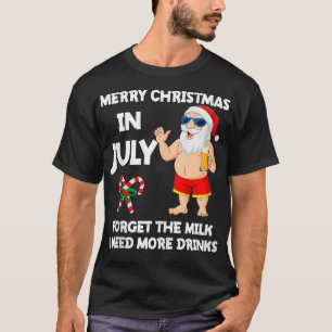 T-shirt Noël en juillet père Noël Vacances d'été Plage Amo
