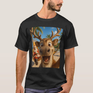T-shirt Noël en juillet Reindeer Selfie Père Noël Garçons