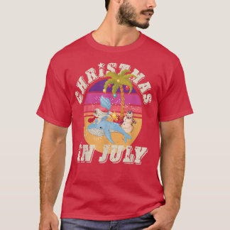 T-shirt Noël En Juillet s Femmes mignonne Sirène bleu Wh
