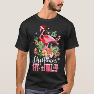 T-shirt Noël en juillet s pour les femmes Flamant rose ros