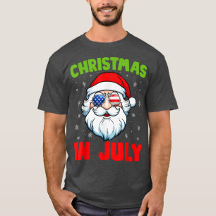 T-shirt Noël En Juillet Santa Claus Summer Swimming Funn