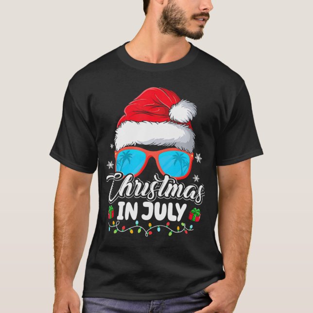 T-shirt Noël En Juillet Santa Hat Lunettes de soleil été (Devant)