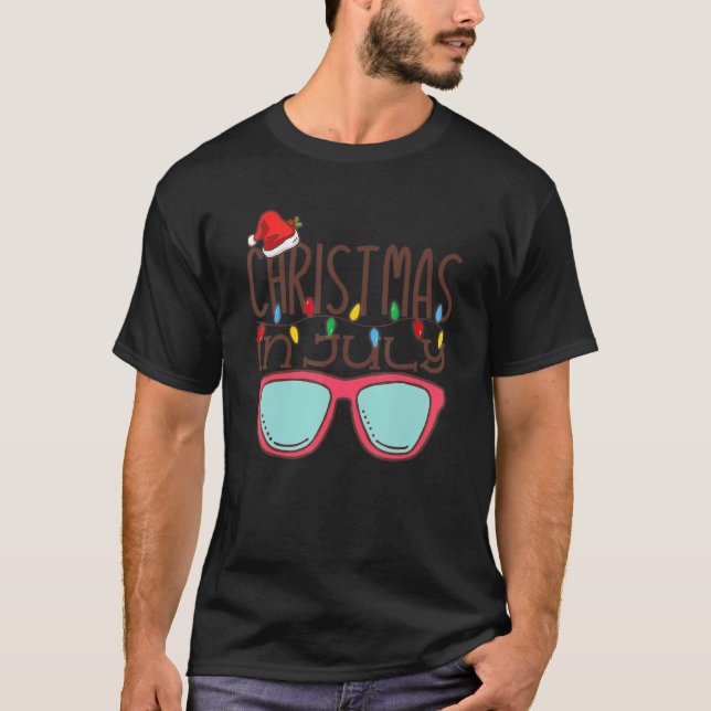 T-shirt Noël En Juillet Santa Hat Lunettes de soleil Été P (Devant)