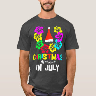 T-shirt Noël en juillet Santa Hat Lunettes de soleil été V