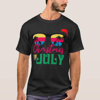 T-shirt Noël en juillet Santa Hat Lunettes de soleil été V
