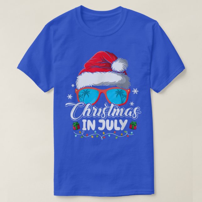 T-shirt Noël en juillet Santa Hat Lunettes de soleil été V (Design devant)