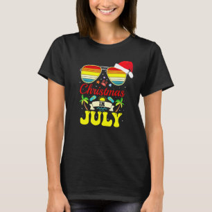 T-shirt Noël En Juillet Santa Hat Lunettes de soleil Hawai