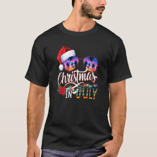 T-shirt Noël en juillet Santa Hat Lunettes de soleil Hawai