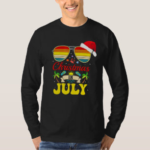 T-shirt Noël En Juillet Santa Hat Lunettes de soleil Hawai