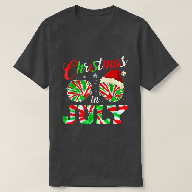 T-shirt Noël En Juillet Santa Hat Tie Dye Lunettes de sole (Design devant)