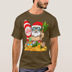 T-shirt Noël En Juillet Surf Funny Père Noël Summer Beach