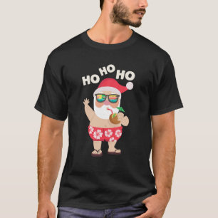 T-shirt Noël En Juillet Tee Funny Père Noël Summer Beach V