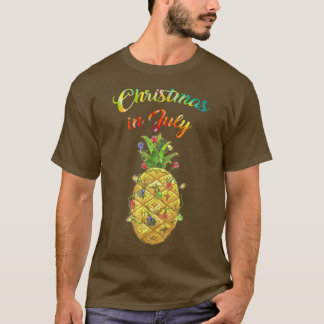 T-shirt Noël En Juillet Tie Dye Ananas Xmas Arbre Ligh