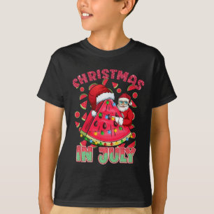 T-shirt Noël en Juillet Xmas Pastèque Santa Plage Vacances